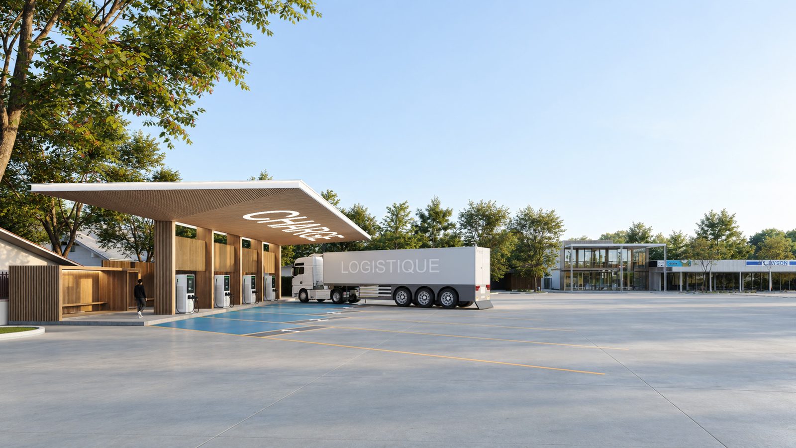 ภาพจำลองแนวคิดสถานีที่มีรถบรรทุก / Architectural concept showing a truck at the planned station